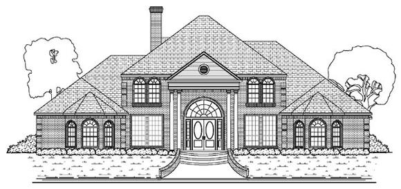 Colonial, European House Plan 87945 with 6 Beds, 6 Baths, 4 Car Garage Elevation