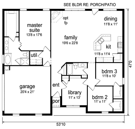 Traditional House Plan 87951 with 3 Beds, 2 Baths, 2 Car Garage First Level Plan
