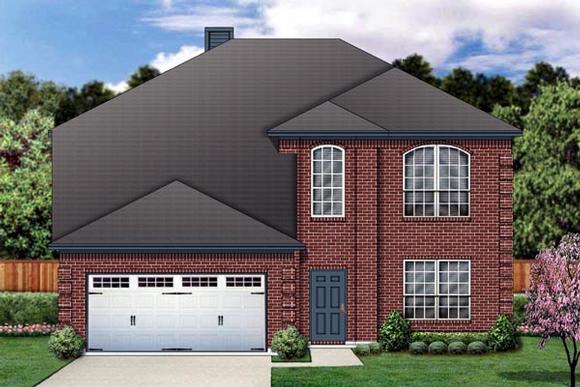 Traditional House Plan 87962 with 5 Beds, 3 Baths, 2 Car Garage Elevation