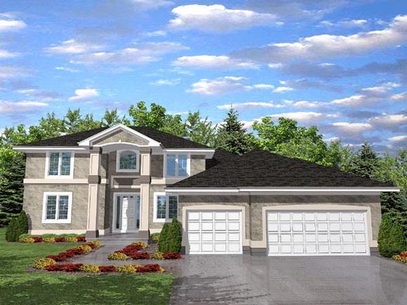 Colonial, Contemporary House Plan 88023 with 4 Beds, 4 Baths, 3 Car Garage Elevation