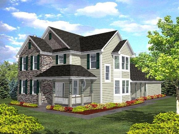 Country, Farmhouse, Traditional House Plan 88028 with 3 Beds, 2.5 Baths, 2 Car Garage Elevation