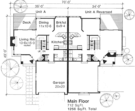 Traditional House Plan 88153 with 2 Beds, 2.5 Baths, 2 Car Garage First Level Plan