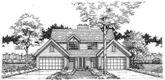 Traditional Multi-Family Plan 88158 with 6 Beds, 6 Baths, 4 Car Garage Elevation
