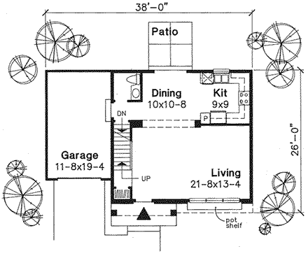 Traditional House Plan 88160 with 3 Beds, 2 Baths, 1 Car Garage First Level Plan