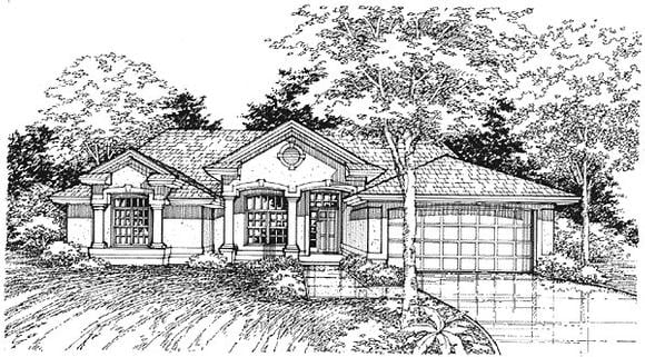 Florida, Mediterranean House Plan 88165 with 4 Beds, 3 Baths, 2 Car Garage Elevation