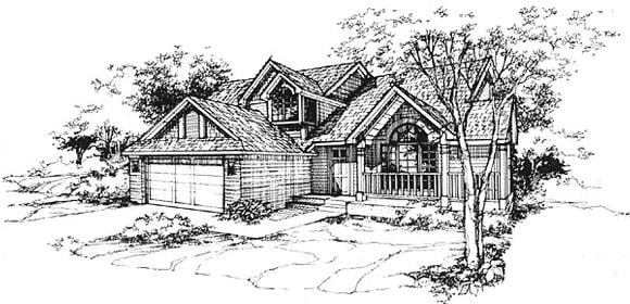 Traditional House Plan 88168 with 4 Beds, 3 Baths, 2 Car Garage Elevation
