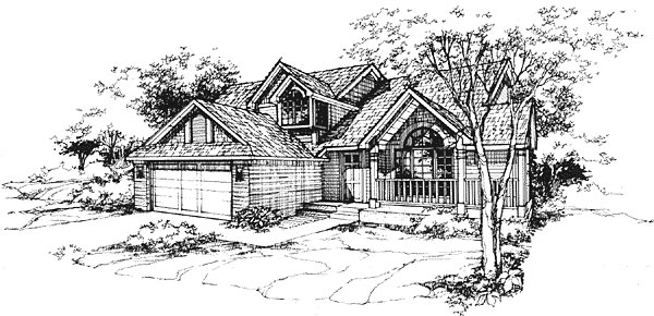 Traditional House Plan 88168 with 4 Beds, 3 Baths, 2 Car Garage Elevation