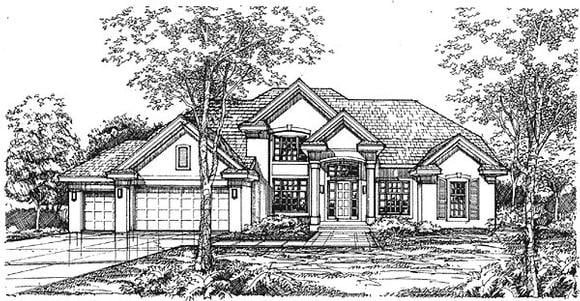 European, Traditional House Plan 88171 with 4 Beds, 3 Baths, 3 Car Garage Elevation