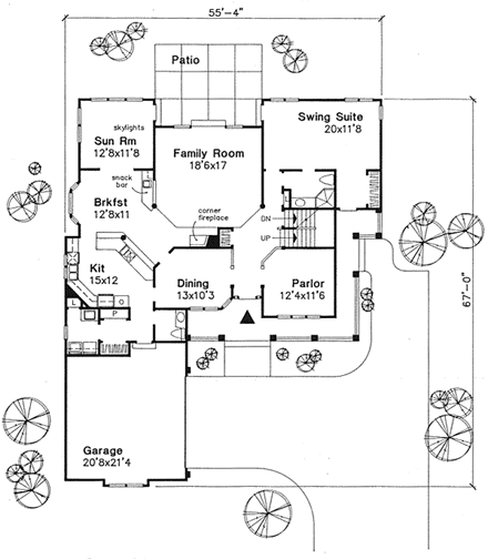 Farmhouse House Plan 88175 with 4 Beds, 5 Baths, 2 Car Garage First Level Plan