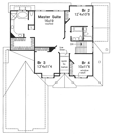Farmhouse House Plan 88175 with 4 Beds, 5 Baths, 2 Car Garage Second Level Plan