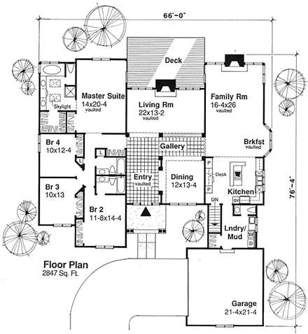 Florida, One-Story, Traditional House Plan 88178 with 4 Beds, 4 Baths, 2 Car Garage First Level Plan