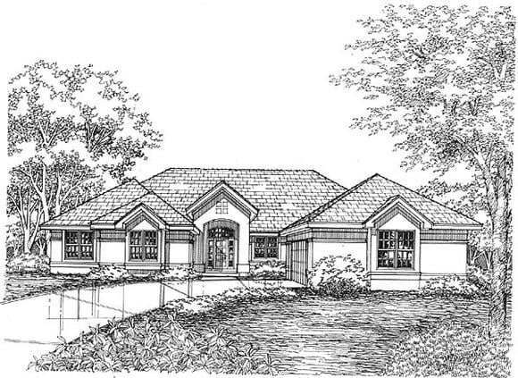 Florida, One-Story, Traditional House Plan 88178 with 4 Beds, 4 Baths, 2 Car Garage Elevation