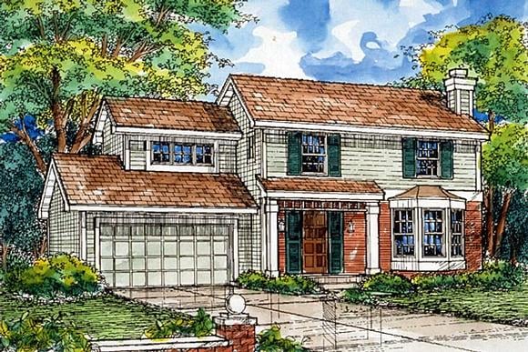 Traditional House Plan 88179 with 3 Beds, 3 Baths, 2 Car Garage Elevation