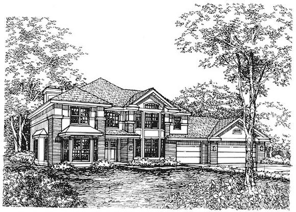 Traditional House Plan 88180 with 4 Beds, 4 Baths, 3 Car Garage Elevation