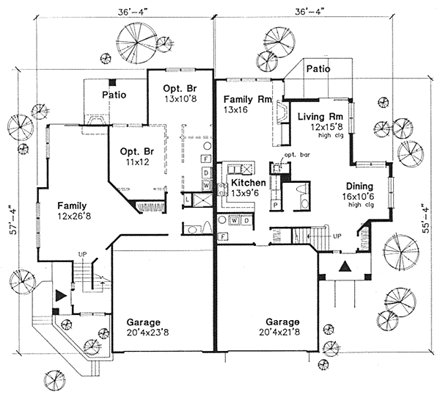 Traditional Multi-Family Plan 88185 with 6 Beds, 6 Baths, 4 Car Garage First Level Plan