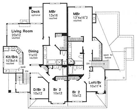 Traditional Multi-Family Plan 88185 with 6 Beds, 6 Baths, 4 Car Garage Second Level Plan