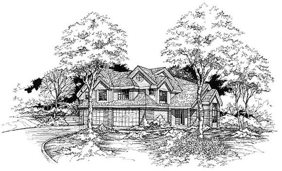 Traditional Multi-Family Plan 88185 with 6 Beds, 6 Baths, 4 Car Garage Elevation