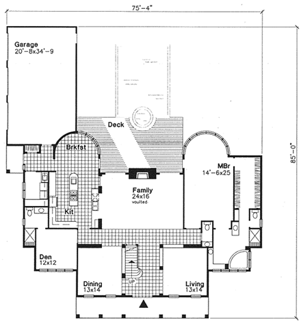 Country, Traditional House Plan 88221 with 3 Beds, 5 Baths, 3 Car Garage First Level Plan