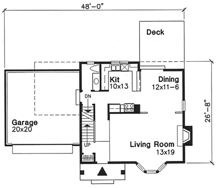 Colonial House Plan 88234 with 4 Beds, 3 Baths, 2 Car Garage First Level Plan