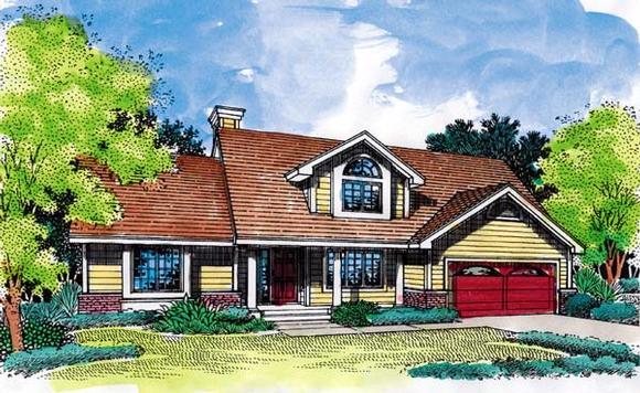 Country, Traditional House Plan 88240 with 3 Beds, 3 Baths, 2 Car Garage Elevation