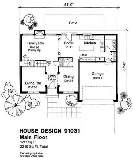 Colonial, Traditional House Plan 88320 with 3 Beds, 3 Baths, 2 Car Garage First Level Plan