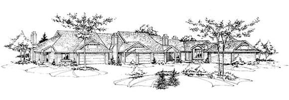One-Story, Traditional Multi-Family Plan 88399 with 8 Beds, 8 Baths, 6 Car Garage Elevation