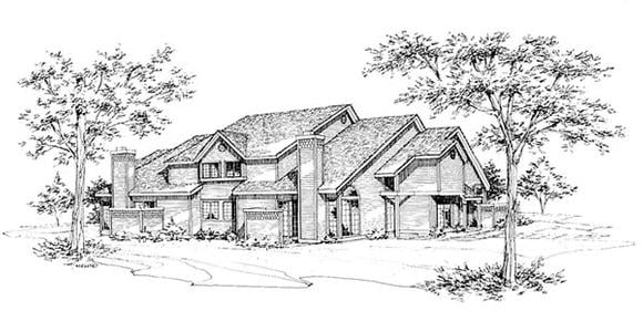 Traditional Multi-Family Plan 88407 with 6 Beds, 6 Baths, 4 Car Garage Elevation