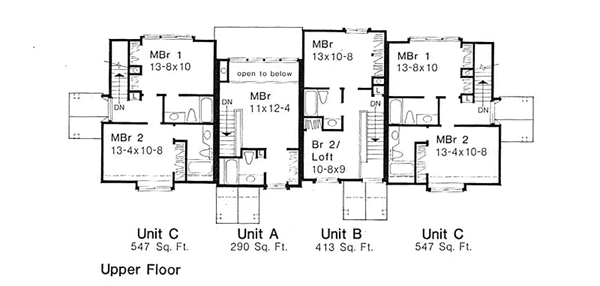 Traditional Multi-Family Plan 88408 with 7 Beds, 8 Baths Level Two