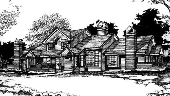 Traditional Multi-Family Plan 88411 with 8 Beds, 6 Baths, 4 Car Garage Elevation