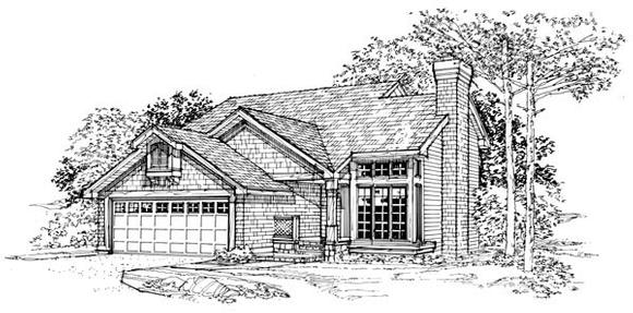 Narrow Lot House Plan 88417 with 2 Beds, 2 Baths, 2 Car Garage Elevation
