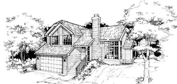 Contemporary House Plan 88423 with 3 Beds, 3 Baths, 2 Car Garage Elevation