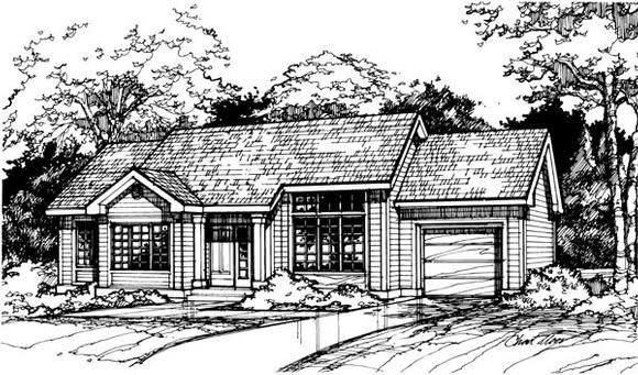 Ranch House Plan 88461 with 3 Beds, 2 Baths, 1 Car Garage Elevation