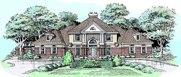 Colonial House Plan 88475 with 5 Beds, 6 Baths, 3 Car Garage Elevation