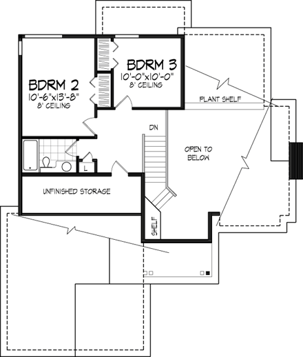 Traditional House Plan 88483 with 3 Beds, 3 Baths, 2 Car Garage Second Level Plan