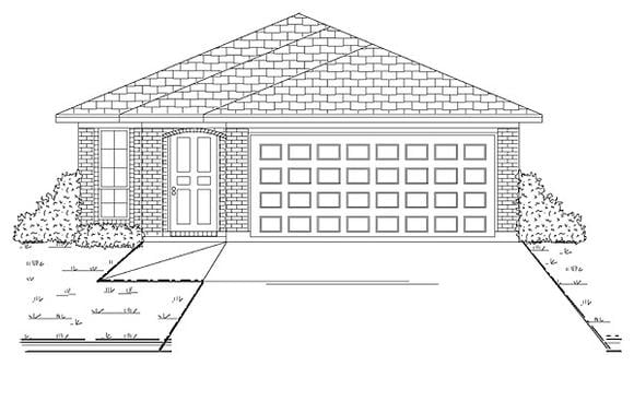 Narrow Lot, One-Story, Traditional House Plan 88602 with 3 Beds, 2 Baths, 2 Car Garage Elevation