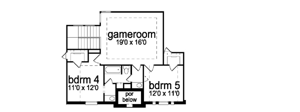 European, Tudor House Plan 88636 with 5 Beds, 4 Baths, 3 Car Garage Second Level Plan