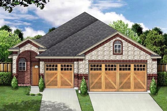 Narrow Lot, One-Story, Traditional House Plan 88650 with 3 Beds, 2 Baths, 3 Car Garage Elevation