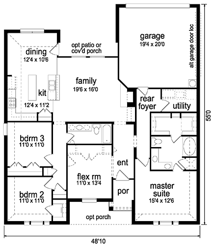 Traditional House Plan 88668 with 3 Beds, 2 Baths, 2 Car Garage First Level Plan