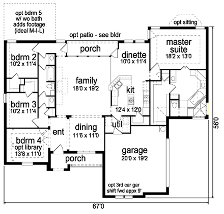 Tudor House Plan 88678 with 3 Beds, 2 Baths, 2 Car Garage First Level Plan