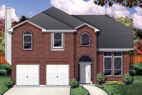 Traditional House Plan 88679 with 4 Beds, 3 Baths, 2 Car Garage Elevation