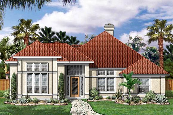 Florida, Mediterranean House Plan 89840 with 4 Beds, 3 Baths, 2 Car Garage Elevation
