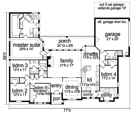 European, Victorian House Plan 89855 with 5 Beds, 3 Baths, 2 Car Garage First Level Plan