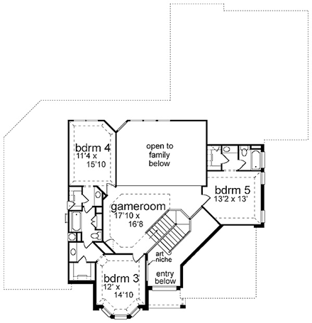 European, Victorian House Plan 89867 with 5 Beds, 4 Baths, 3 Car Garage Second Level Plan