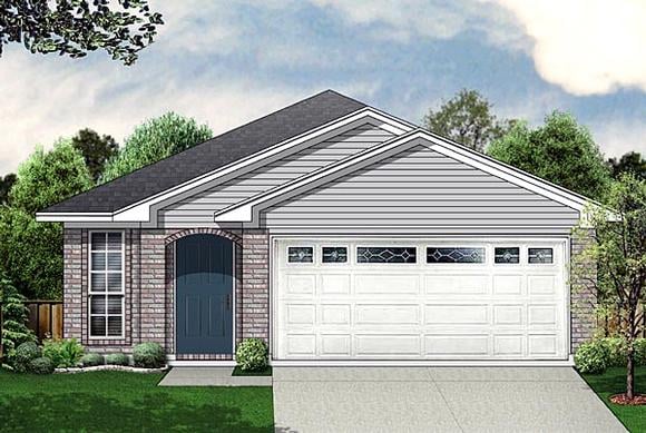 Narrow Lot, One-Story, Traditional House Plan 89872 with 3 Beds, 2 Baths, 2 Car Garage Elevation