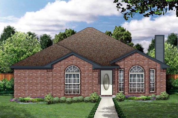 Narrow Lot, One-Story, Traditional House Plan 89883 with 3 Beds, 2 Baths, 2 Car Garage Elevation