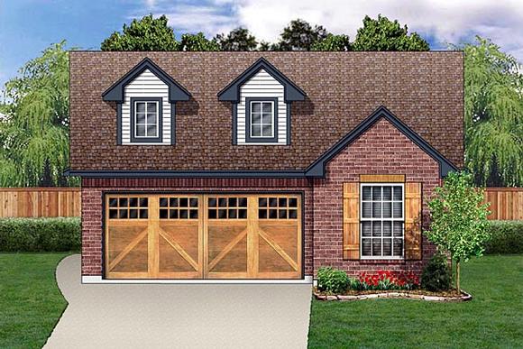 Narrow Lot, One-Story, Traditional House Plan 89885 with 4 Beds, 2 Baths, 2 Car Garage Elevation