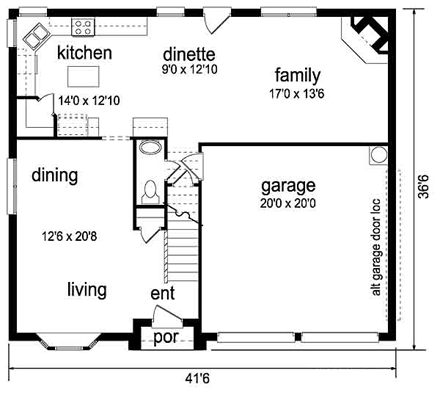 Traditional House Plan 89895 with 4 Beds, 3 Baths, 2 Car Garage First Level Plan
