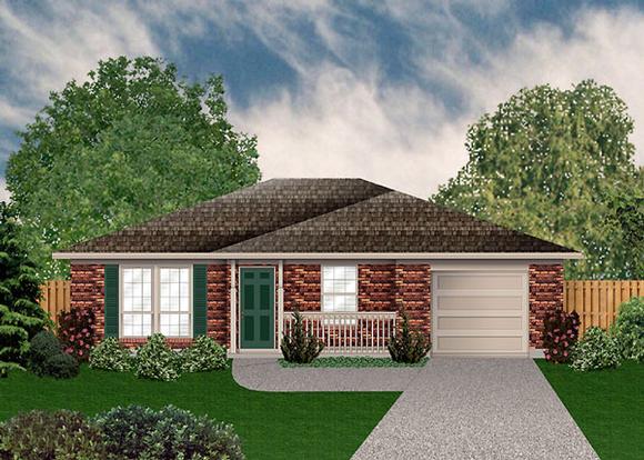 Traditional House Plan 89910 with 2 Beds, 1 Baths, 1 Car Garage Elevation