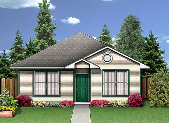 Narrow Lot, Traditional House Plan 89913 with 3 Beds, 2 Baths Elevation