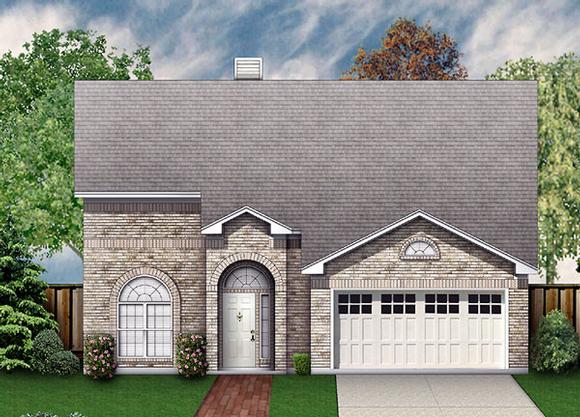 European, Narrow Lot, Traditional House Plan 89946 with 4 Beds, 3 Baths, 2 Car Garage Elevation